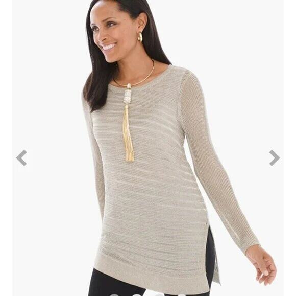 Chico's Tops - Chico's Shine Detail Amelie Pullover Tunic Chico's Size 2 (Large/12)